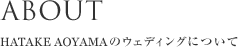ABOUT　HATAKE aoyama のウェディングについて
